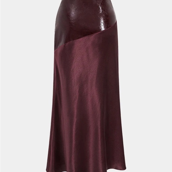 NWT Commence Burgundy Faux Leather Panel Satin Skirt - Small - Picture 2 of 3